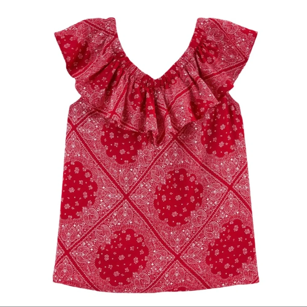 OshKosh Girls Red & White Sleeveless Bandana Top Size 6 or 6X